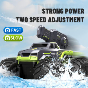 1:16 Remote Control Monster Truck All Terrain 4WD Amphibious RC Car & Boat with Water Spray Gun Waterproof Durable Toy