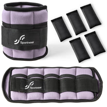 Load image into Gallery viewer, Sportneer Adjustable Ankle Weights Set - 1 Pair (2-10 lbs) Removable Sandbags -Lavender
