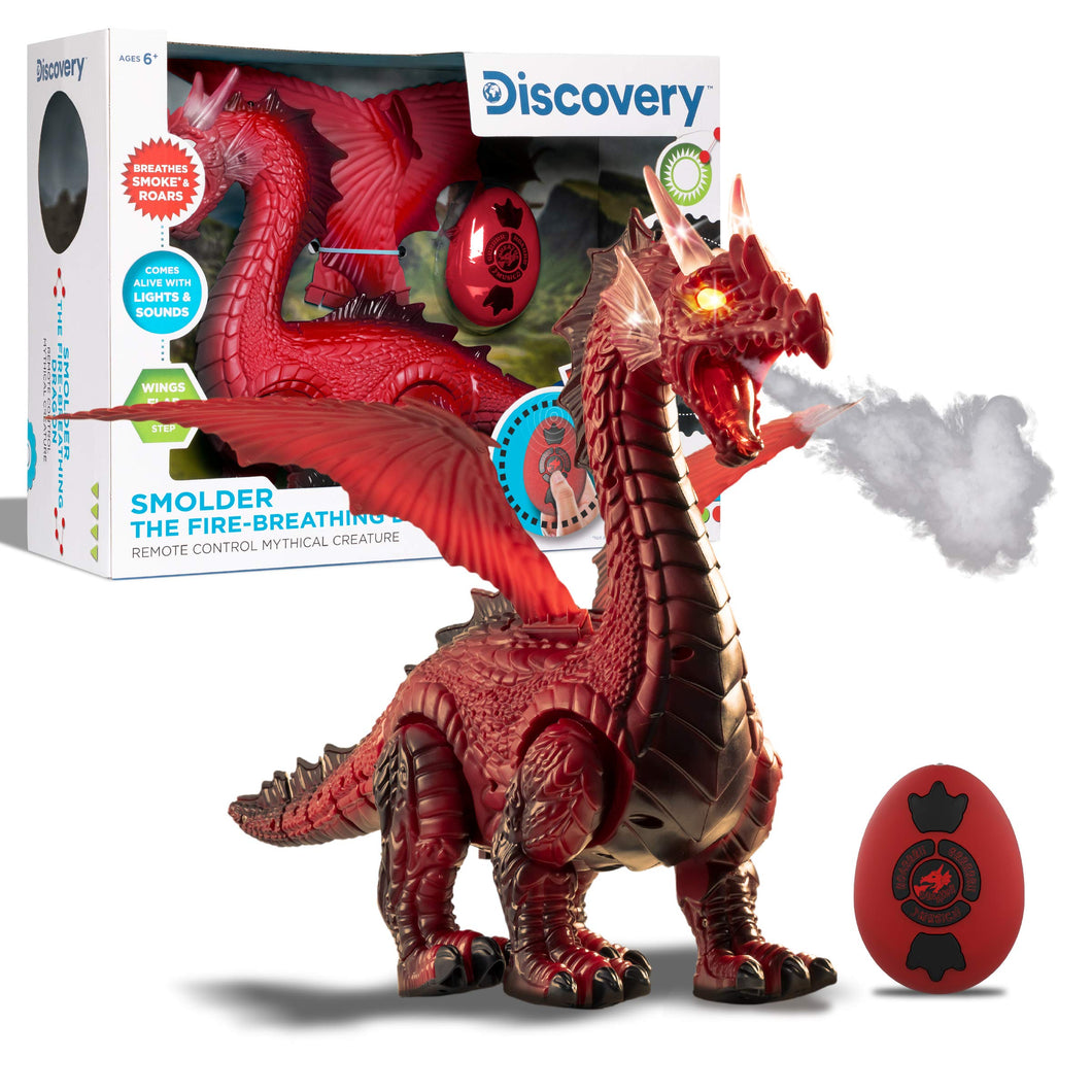 RC Dragon Smoke, Large Dinosaur Toy w/Actual Smoke Breath, Wing-Flapping, Roaring, Light-Up, Realistic Sound,