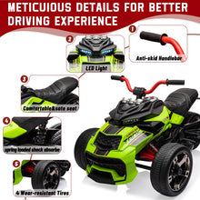Load image into Gallery viewer, 12V Kids Ride On ATV, 3 Wheeler Motorcycle, Rechargeable Battery-Powered ATV Toy Car with Music, Green
