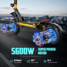 Load image into Gallery viewer, 60V Electric Scooter Adults 5600W Dual Motors Top Speed 47MPH, 60V 21Ah Range 55 Miles, 12&quot; All-Terrain Tires Foldable FastScooter
