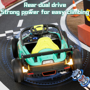 12V 12Ah Electric Go Kart for Kids, Drift Kart with Remote Control, Ride On Go Cart with Slow Start Function, Blue