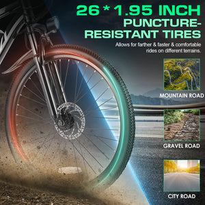 Electric Bike for Adults, Peak 780W Ebike 26" Electric Mountain Bike, 22MPH Adult Electric Bicycles Commuter Ebike with 48V Battery