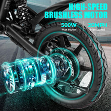 Load image into Gallery viewer, Folding Electric Bike for Adults, 374Wh Ebike, 20MPH Electric Bikes, 14&quot; Foldable Electric Bicycle, 20-50 Miles Electric Bikes
