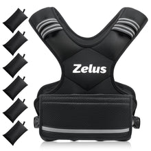 Load image into Gallery viewer, ZELUS Weighted Vest for Men and Women | 4-10lb/11-20lb/20-32lb Vest with 6 Ironsand Weights for Home Workouts | Adjustable Body Weight Vest Exercise Set for Cardio and Strength Training (11-20 lb.)
