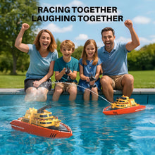 Load image into Gallery viewer, Remote Control Boat, Big RC Boat Firefighter for Kids 8-12 with 40 Mins Run Time (2 Batteries), One-Key Water Spary, 15 km/h High Speed
