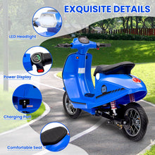 Load image into Gallery viewer, 24V 350W Kids Electric Scooter, 14MPH Ride-On Motorcycle w/Rear Brake &amp; LED Light, for Ages 8-12 (Blue)

