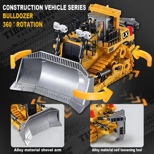 1:20 Scale RC Construction Vehicles - 2.4GHz Remote Control Tractor Toy with LED Lights, Liftable Alloy Bucket