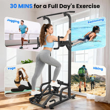 Load image into Gallery viewer, RELIFE REBUILD YOUR LIFE Power Tower Pull Up Bar Station Workout Dip Station for Home - (Black-01)
