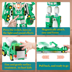 Transform Robot Kids Toys Cars | STEM Building Toddler Toys for Ages 3+ | 5 in 1 Construction Toy