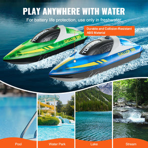 RC Boat for Kids, 2Pack Remote Control Boat for Pools & Lakes, Racing Boat with LED Light & 4 Rechargeable Batteries, Adults Boys & Girls