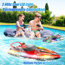 Load image into Gallery viewer, RC Boat with LED Lights, 40+ Mins, Self-Righting Waterproof Remote Control Boat for Pools, Lakes, Bathtubs, Summer, etc

