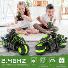Load image into Gallery viewer, Remote Control Motorcycle, 360° Spinning Wheel RC Stunt Motocross Toys, High Speed Riding Model with Rechargeable Battery
