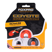 Load image into Gallery viewer, FOXPRO Howler Predator Mouth Call Combo Pack for Coyote Hunting Includes Three Domed Diaphragm Mouth Calls
