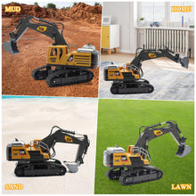 Load image into Gallery viewer, Remote Control Excavator Toys, 14 Channel 1:14 RC Construction Vehicles Toy with Mist Spray, 2.4GHZ Light and Sound RC Digger
