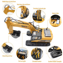 Load image into Gallery viewer, Remote Control Excavator RC Construction Vehicles 15 Channel 2.4G Full Function Digger Toys with Metal Shovel Sound and Lights
