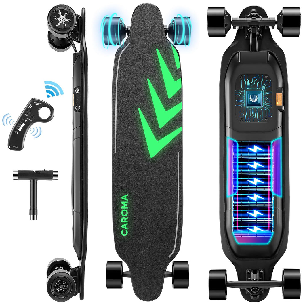 Electric Skateboards Glow in The Dark, 1200W Powerful Motor, 28MPH Top Speed, 4/6AH Battery, 16/28Miles Max Range