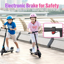 Load image into Gallery viewer, Foldable Electric Scooter for Kids Ages 6-12, Up to 9.3 MPH &amp; 5 Miles, LED Display, Colorful LED Lights, Lightweight (Black Pink)
