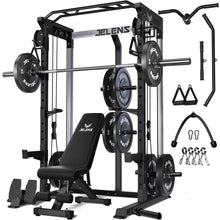 Load image into Gallery viewer, JELENS C21 Power Cage, 2000LBS Multi-Function Power Rack with Independent Dual Pulley System, All-in-One Squat Rack for Cable Crossover, Home Gym Workout Machine (Black, 260LBS Black)
