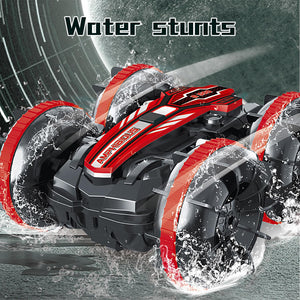 Amphibious RC Car, 2.4GHz Off-Road Stunt Truck, All Terrain 4WD Remote Control Toy, Land Water Vehicle with 360° Rotation for Kids (Red)