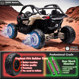 Maverick X3 24V Kids UTV 2 Seater Ride On Car with Remote Control 4WD Off-Road Buggy SxS Electric Vehicle, Black