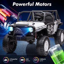Load image into Gallery viewer, Kids Ride On Car - Electric Car for Kids Ages 3+, 110lbs Weight Capacity, 2 Seats with LED Headlights, White
