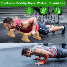 Load image into Gallery viewer, Parallettes Bars, Wood Push Up Bars Handstand Bar with Non-Slip Base, Wooden Calisthenics Equipment for Home Fitness Training, Push Up Stands Handle for Floor Workouts, Supports 600 lbs
