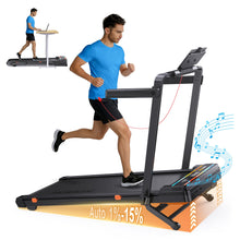 Load image into Gallery viewer, Foldable Walking Pad with 0-15% Auto Incline and Handle Bar - Black Orange
