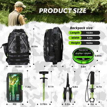 Load image into Gallery viewer, ROCRETA Fishing Backpack with Tackle Boxes,Fishing Lure Kit and Tool

