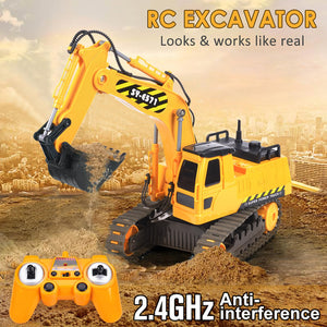 Remote Control Excavator Toy 2 Batteries RC Excavators Sandbox Digger Hydraulic Construction Toys Vehicles