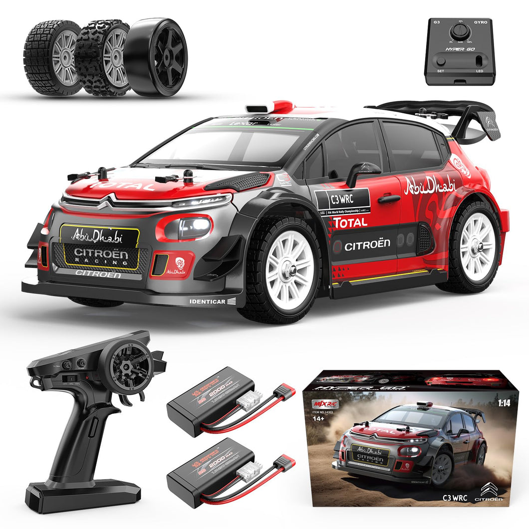 1/14 Citroen C3 Fast RC Cars for Adults, Max 40mph Brushless RC Drift Car with Gyro, 4WD RTR High Speed RC Rally Car, Adult