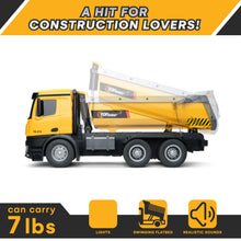 Load image into Gallery viewer, Top Race Remote Control Dump Truck Toy - 1:14 Scale Heavy-Duty Construction Vehicle with 7 lb Load Capacity,
