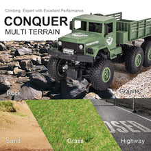 Load image into Gallery viewer, 50 Minutes Playing Time RC Military Truck, JJRC Q69 Off-Road Remote Control Car 2.4Ghz 4WD 1:18 Scale
