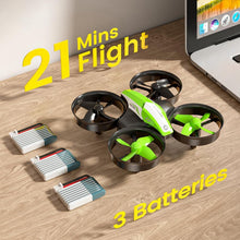 Load image into Gallery viewer, Holy Stone Mini Drone for Kids and Beginners, Indoor Outdoor Quadcopter Plane for Boys Girls with Auto Hover, 3D Flips, 3 Batteries, Headless Mode, Great Easter Gift Toy for Boys and Girls, HS210 Green

