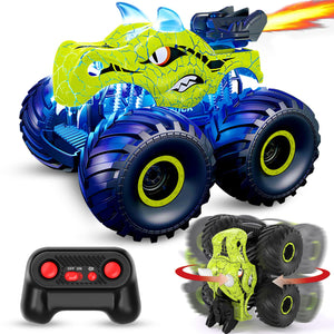 Remote Control Car, 2.4GHz Monster Trucks for Boys Girls with Light, Sound & Spray, Stunt Car Toys