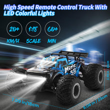 Load image into Gallery viewer, Remote Control Car, All Terrain 1:18 Remote Control Truck for Boys, 2.4GHz RC Car with Cool Led Light
