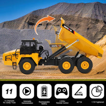 Load image into Gallery viewer, 11CH Remote Control Dump Truck,2.4Ghz RC Dump Truck Toy Construction Engineering Truck, Remote Control Vehicle
