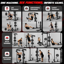 Load image into Gallery viewer, JELENS C21 Power Cage, 2000LBS Multi-Function Power Rack with Independent Dual Pulley System, All-in-One Squat Rack for Cable Crossover, Home Gym Workout Machine (Black, 260LBS Black)
