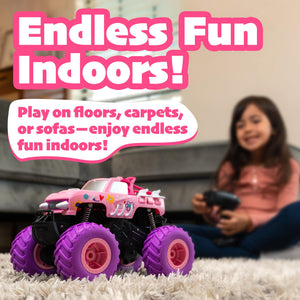 1:16 Waterproof Pink RC Monster Truck Toys Amphibious Remote Control Car Pickup 4WD All-Terrain Toy Gift for Girls