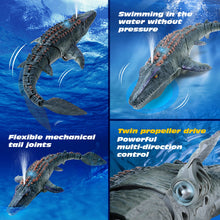 Load image into Gallery viewer, Remote Control Dinosaur Toys for Kids 3 4 5 6 7, Mosasaurus Diving Toys RC Boat with Light and Spray Water for Swimming

