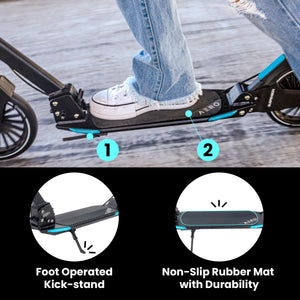 Two Wheel Scooters for Big Kids Ages 8-12, Teens and Adults. Manual Kick Scooter with Disc Brake, Rubber Mat