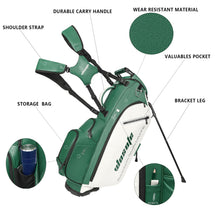 Load image into Gallery viewer, wosofe 14-Way Golf Stand Bag, Waterproof PU Leather, Forest Green Tour
