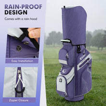 Load image into Gallery viewer, Tangkula Golf Cart Bag with 14-Way Full Length Dividers, 6 Molded Lock Top Golf Club Bag with 11 Pockets, Cooler Bag, Padded Strap, Handles, Umbrella Holder &amp; Rain Hood (Purple)
