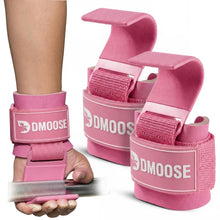 Load image into Gallery viewer, DMoose Fitness Weight Lifting Hooks (Pair) for Deadlifts (All Pink)
