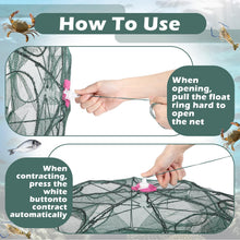 Load image into Gallery viewer, Maasechs 2 Pack Crawfish Traps 8-Sided 16-Entrance Fishing Net Foldable Fishing Bait Trap Cast Net Cage with Pull Rope, Bait Bag &amp; Floating Ring for Catching Minnow Fish Crayfish Shrimp Crab Lobster
