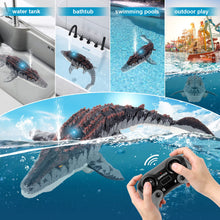 Load image into Gallery viewer, Dinosaur Toys, Upgrade Remote Control Water Toy, RC Dino with Light and Spray Water for Swimming Bath Lake Ocean
