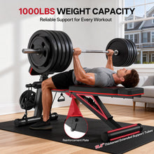 Load image into Gallery viewer, JOROTO Adjustable Weight Bench for Home Gym, 1000 LBS Foldable Incline Decline Flat Workout Bench with Leg Extension &amp; Back Extension, Exercise Preacher Curl Bench for Full Body Training, Red MD55
