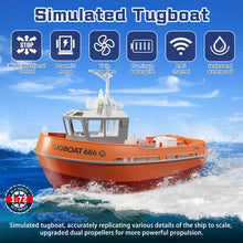 Load image into Gallery viewer, RC Boat, 1/72 RC Tugboat for Pools and Lakes, High-Speed Remote Control Boat with 40 Mins Play Time and Low Battery Reminder for Adults and Kids
