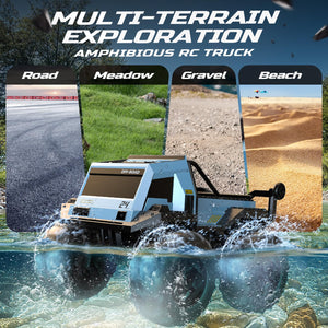 Amphibious Remote Control Car Monster Truck Toys Waterproof RC Stunt Cars for Boys 8-12 Toys W/Blocks & 360°Spin