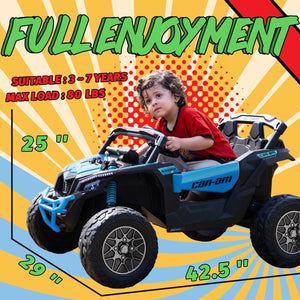 24V Ride on Toys for Big Kids,Kids Electric Ride on Car UTV 4WD/2WD,High Speed Power Wheels with EVA Rubber Tires-Blue